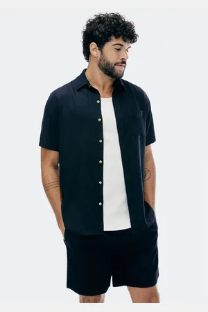 Hering Camisa Básica Masculina Manga Curta Slim Em Linho