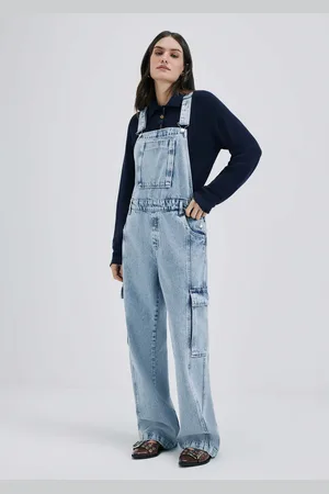 Hering Jardineira Jeans Longa Feminina Cargo Hering + NV
