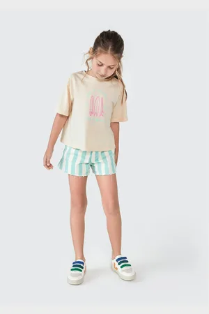 Hering Shorts Infantil Menina Em Sarja Barra A Fio