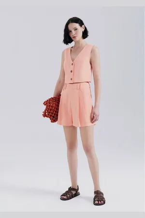 Hering Shorts Feminino Em Alfaiataria Peach Touch