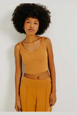 Hering Regata Básica Feminina Cropped Em Ribana Canelada