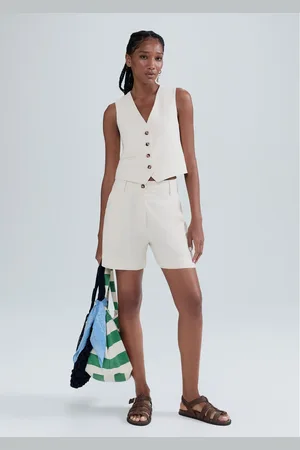 Hering Shorts Feminino Cintura Alta Em Alfaiataria
