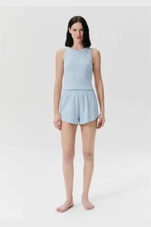 Hering Pijama Curto Feminino Estampado Em Ribana