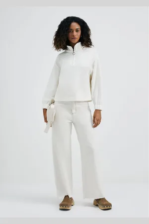 Hering Calça Feminina Wide Cropped Cintura Alta Em Sarja