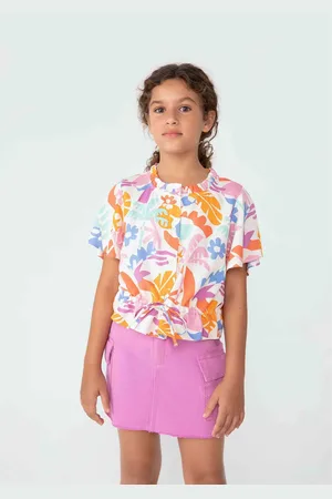 Hering Blusa Infantil Menina Estampada Com Babados