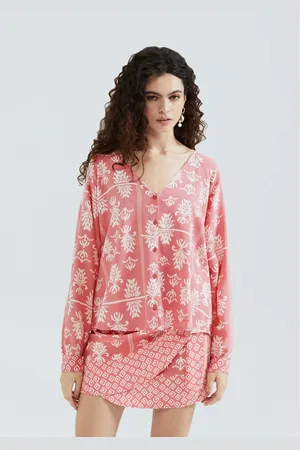 Hering Blusa Feminina Manga Longa Estampada Em Viscolinho