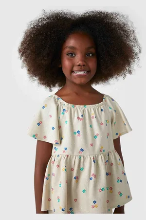 Hering Blusa Bata Infantil Menina Floral Com Linho