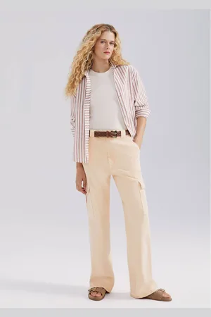 Hering Calça De Sarja Feminina Wide Leg Cargo Estonada