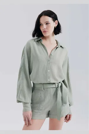 Hering Camisa Feminina Manga Longa Bufante Com Linho