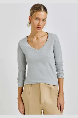 Hering Blusa Básica Feminina Manga Longa Slim Decote V