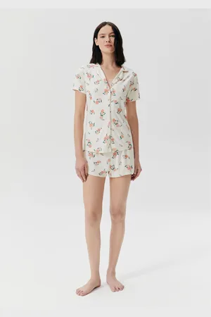 Hering Pijama Curto Feminino Estampado Com Botões