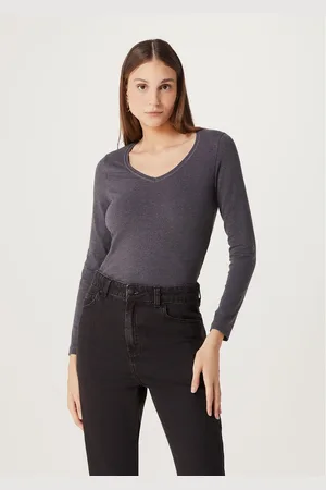 Hering Blusa Básica Feminina Manga Longa Slim Decote V