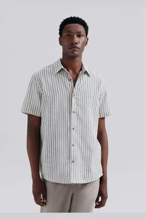 Hering Camisa Masculina Manga Curta Fio Tinto Listrada Em Linho