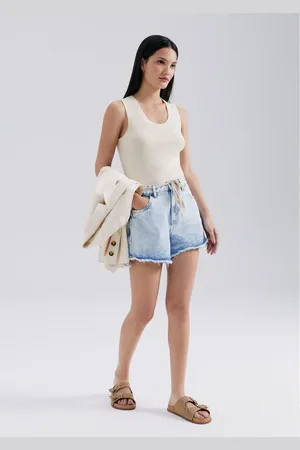 Hering Shorts Jeans Feminino Com Cinto
