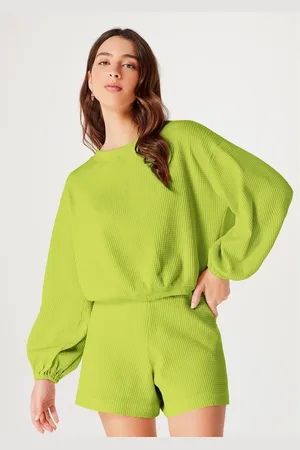 Hering Blusão Feminino Cropped Manga Bufante Texturizado