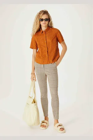 Hering Calça Feminina Slim Estampada Cintura Média Em Alfaiataria