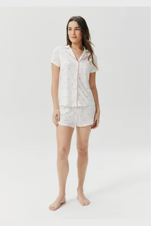 Hering Pijama Curto Feminino Estampado Com Botões