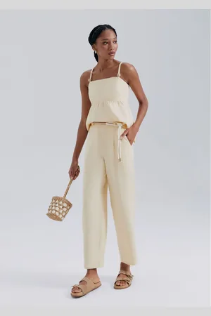 Hering Calça Feminina Carrot Cintura Alta Em Viscolinho