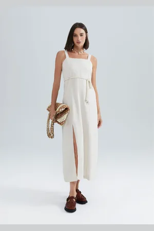Hering Vestido Midi Com Fenda Em Viscolinho