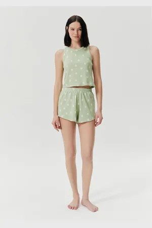 Hering Pijama Curto Feminino Estampado Em Ribana