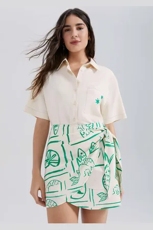 Hering Saia Pareô Cintura Alta Estampada