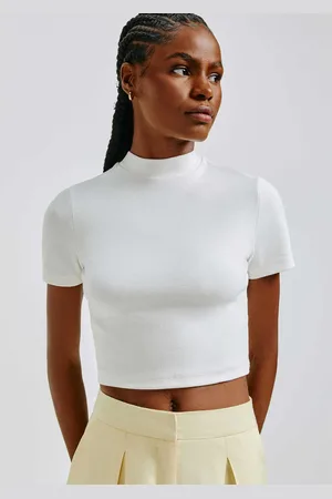 Hering Blusa Básica Feminina Cropped Gola Alta Em Ribana Canelada