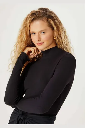 Hering Blusa Básica Feminina Cropped Manga Longa Canelada Com Fru Fru