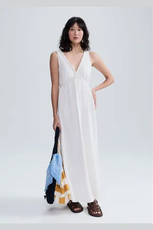 Hering Vestido Midi Evasê Com Linho