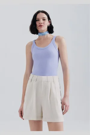 Hering Shorts Feminino De Alfaiataria Em Linho