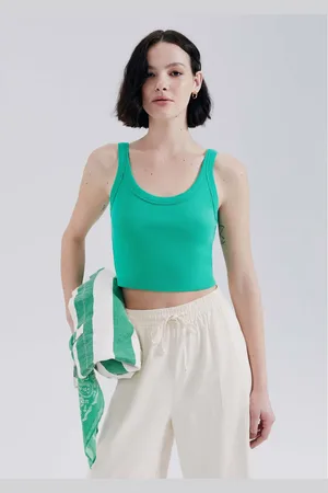 Hering Regata Básica Feminina Cropped Em Ribana Canelada
