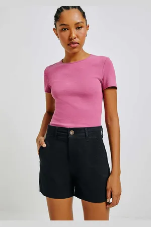Hering Shorts Básico Feminino Chino Cintura Média Em Sarja