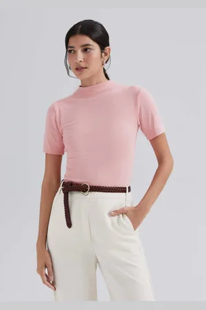 Hering Blusa Básica Feminina Gola Alta Em Ribana Canelada