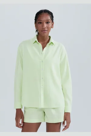 Hering Camisa Feminina Manga Longa Oversized Em Linho