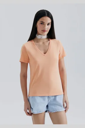 Hering Blusa Básica Feminina Manga Curta Decote V