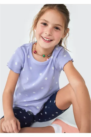 Hering Blusa Infantil Menina Manga Curta Em Ribana Estampada