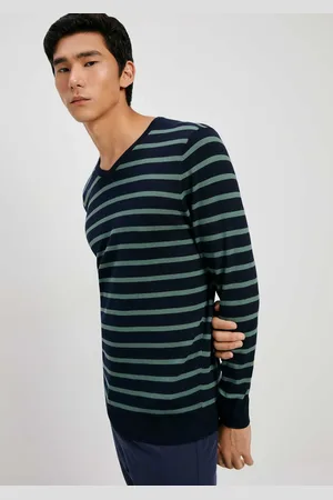 Hering Suéter Masculino Listrado Gola V Em Tricô