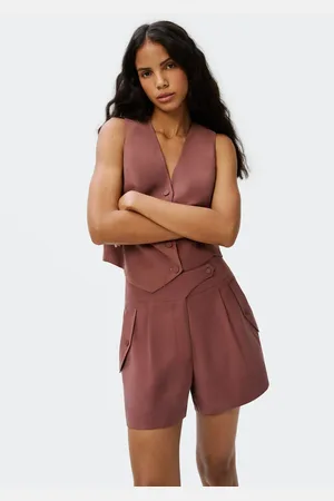 Hering Shorts Feminino Com Pregas Em Alfaiataria