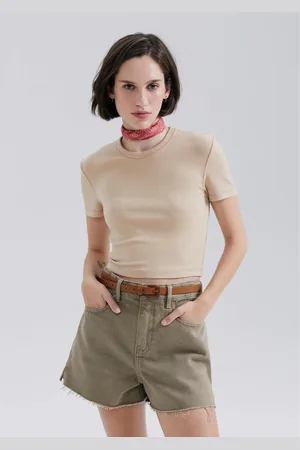Hering Blusa Básica Feminina Cropped Em Ribana Canelada