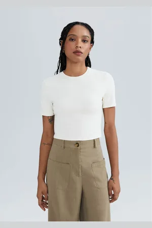 Hering Blusa Feminina Básica Cropped Manga Curta Com Elastano