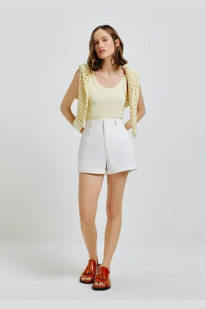 Hering Shorts Básico Feminino Mom Cintura Alta Em Sarja