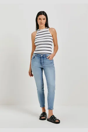 Hering Calça Jeans Básica Feminina Cintura Média Skinny Com Puídos