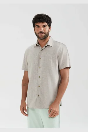 Hering Camisa Masculina Manga Curta Fio Tinto Em Linho