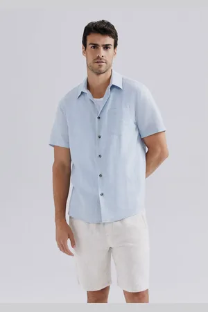 Hering Camisa Masculina Manga Curta Fio Tinto Em Linho