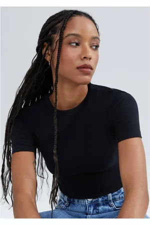 Hering Blusa Feminina Cropped Manga Curta Com Elastano