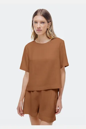 Hering Blusa Feminina Manga Curta Com Linho