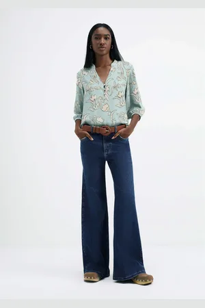 Hering Calça Jeans Feminina Pantalona Cintura Alta Com elastano