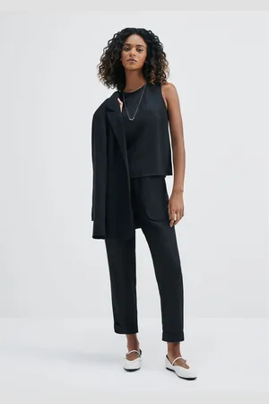 Hering Calça Feminina Carrot Cintura Alta Em Viscose Creponada