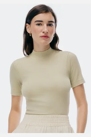 Hering Blusa Básica Feminina Gola Alta Em Ribana Canelada