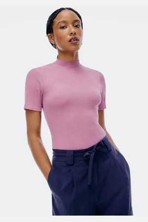 Hering Blusa Básica Feminina Gola Alta Em Ribana Canelada