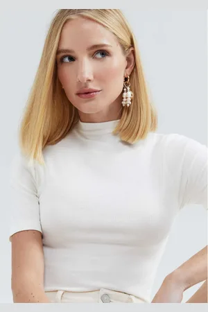 Hering Blusa Básica Feminina Gola Alta Em Ribana Canelada